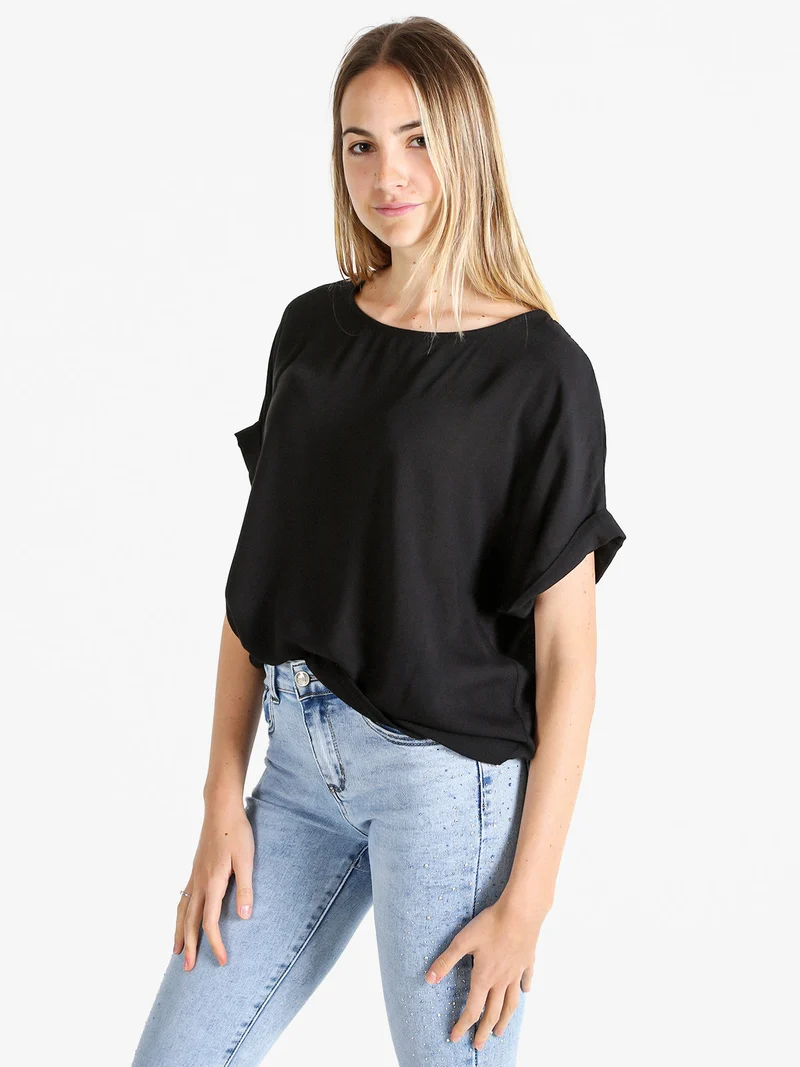 Blusa donna a maniche corte - nero