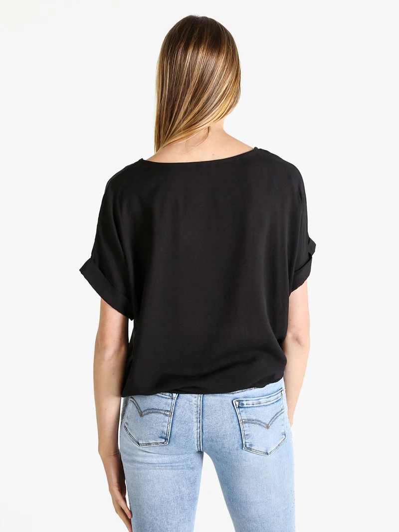 Blusa donna a maniche corte - nero