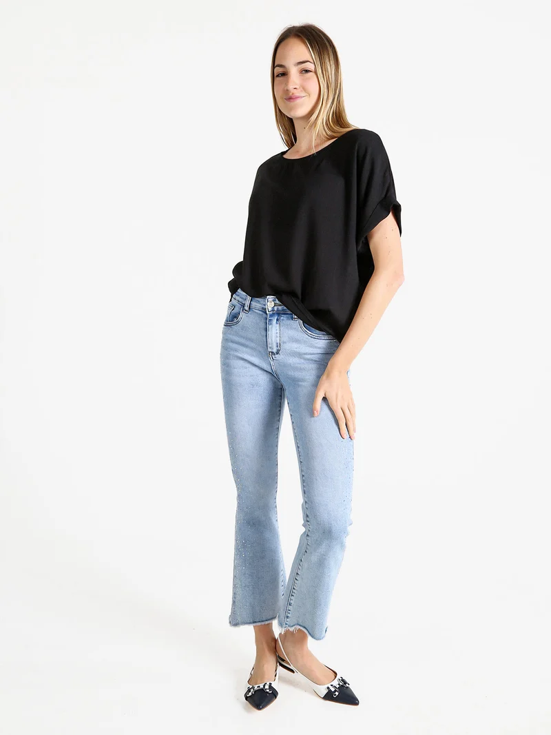 Blusa donna a maniche corte - nero