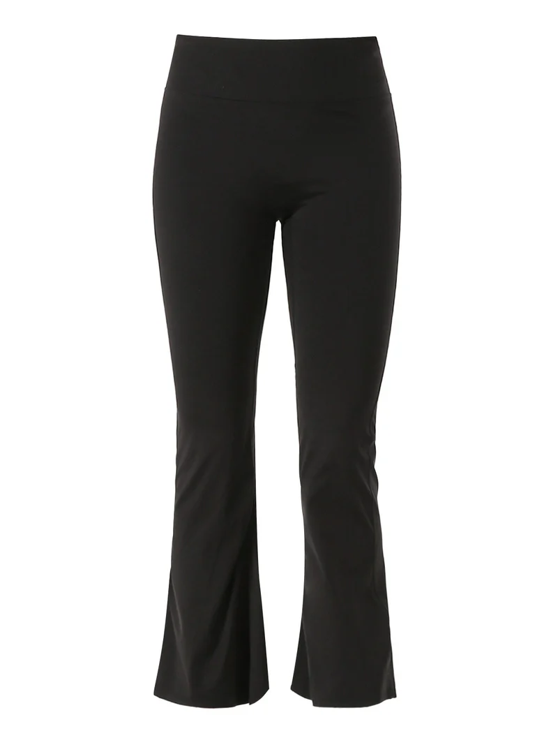 Leggings donna a zampa con arricciatura posteriore effetto push-up - nero