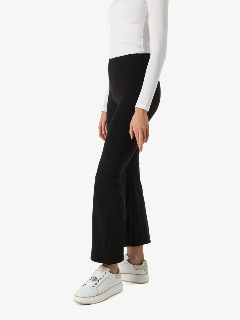 Leggings donna a zampa con arricciatura posteriore effetto push-up - nero