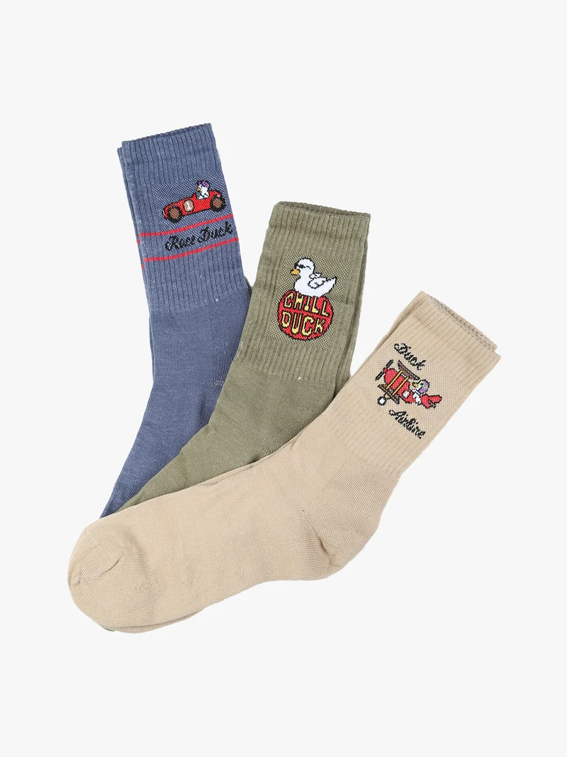 Confezione da 3 paia di calze unisex tennis con disegni - verde chiaro