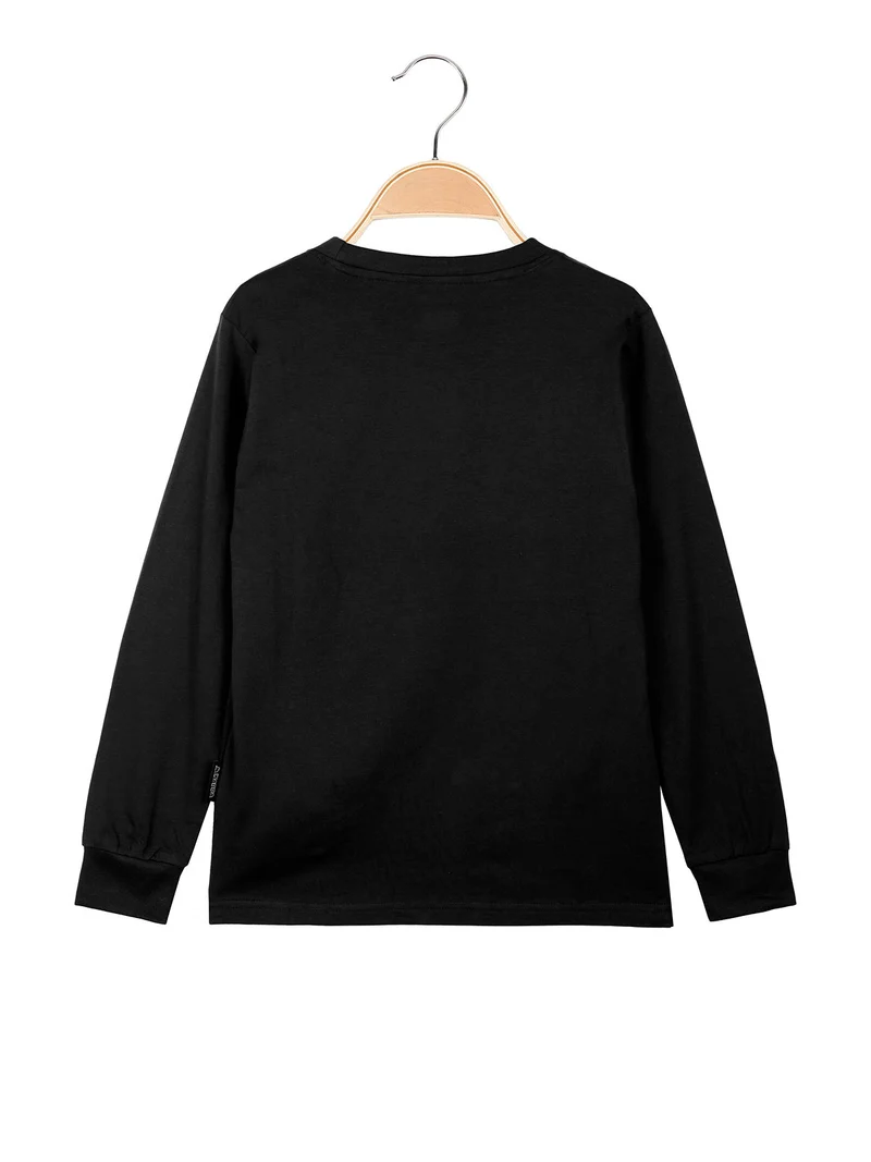 T-shirt da ragazzo a maniche lunghe con logo - nero