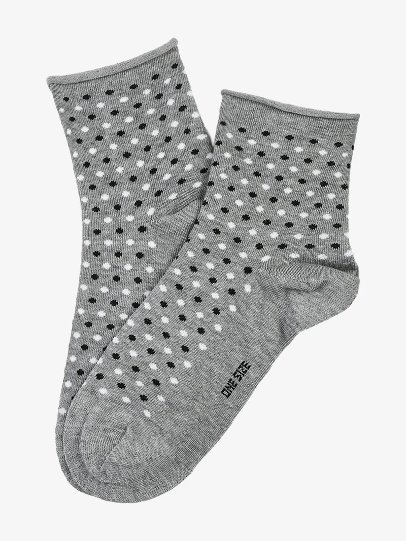 Calze corte da donna in caldo cotone a pois - grigio