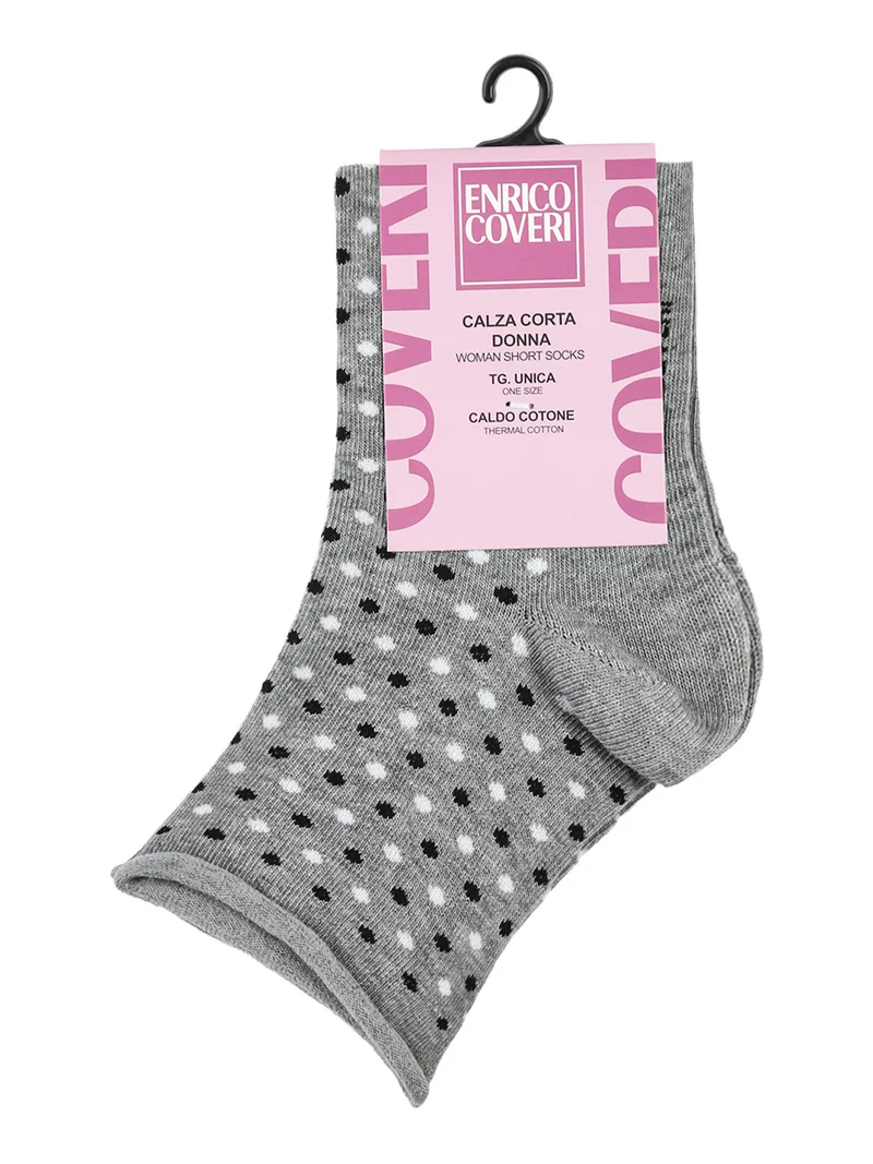 Calze corte da donna in caldo cotone a pois - grigio
