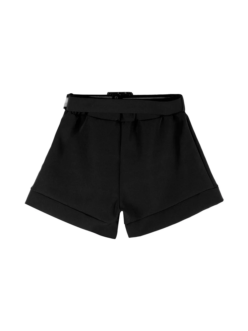 Shorts da bambina a vita alta - nero