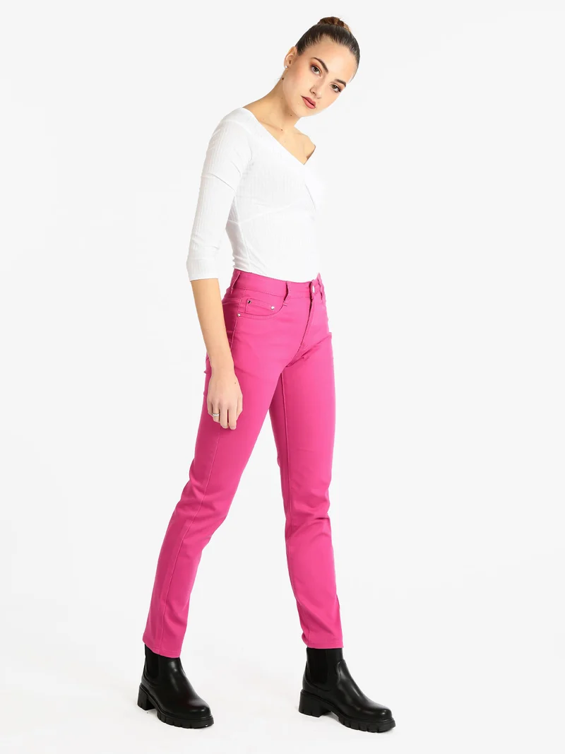 Pantaloni donna modello regular - fucsia