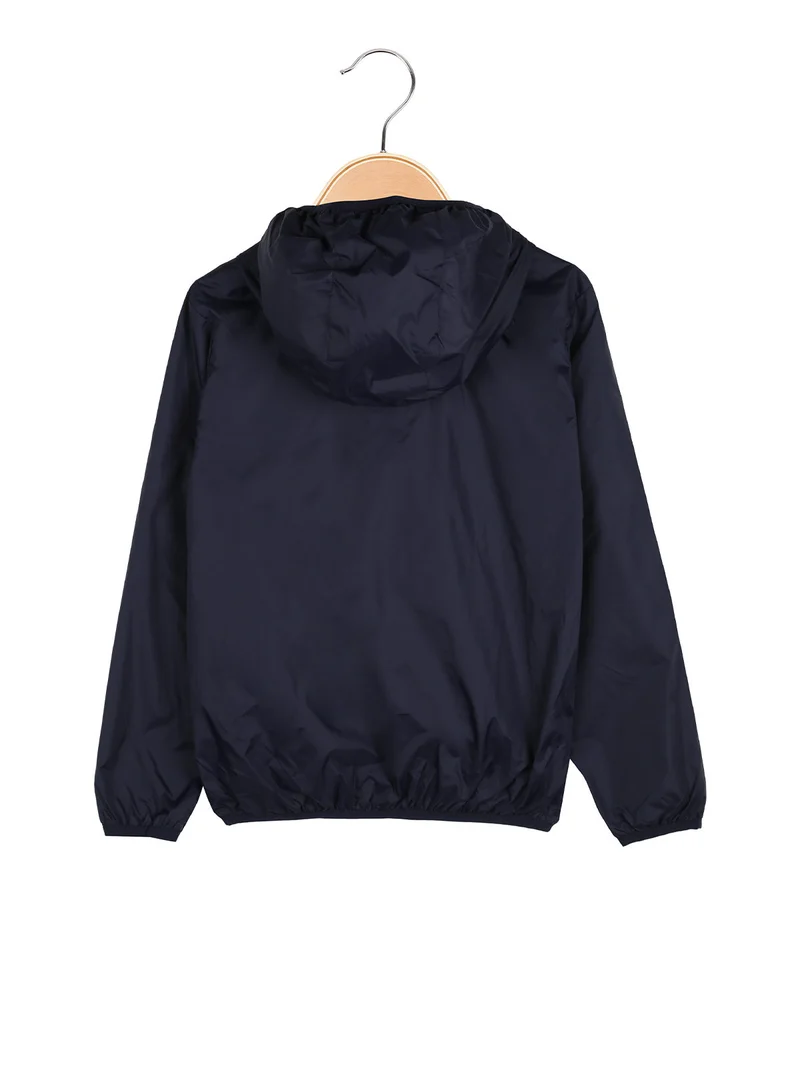 Giacca a vento da bambino con cappuccio e zip - blu scuro