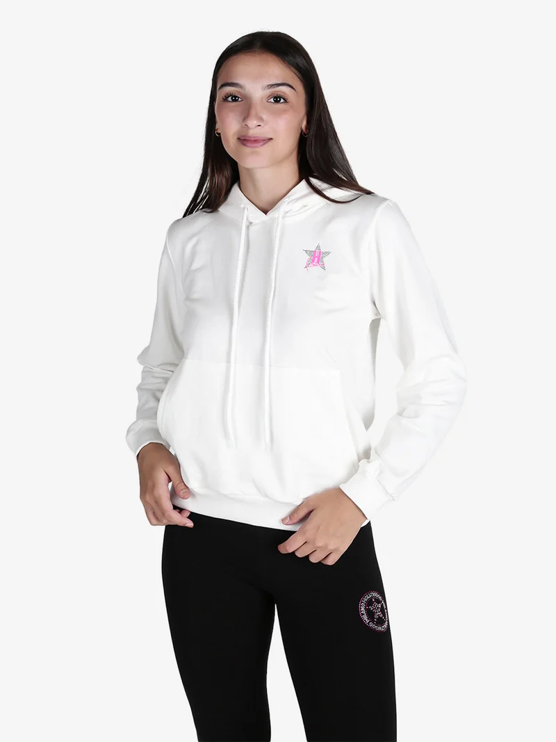 Felpa donna sportiva con cappuccio - bianco