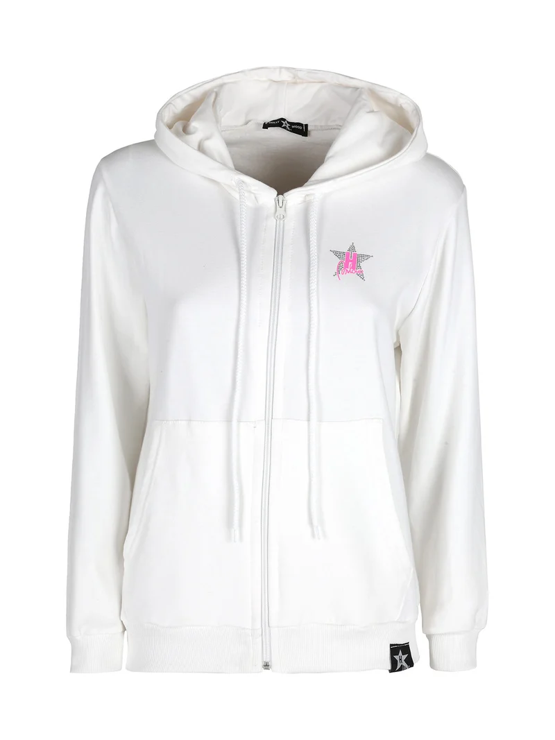 Felpa donna sportiva con cappuccio - bianco
