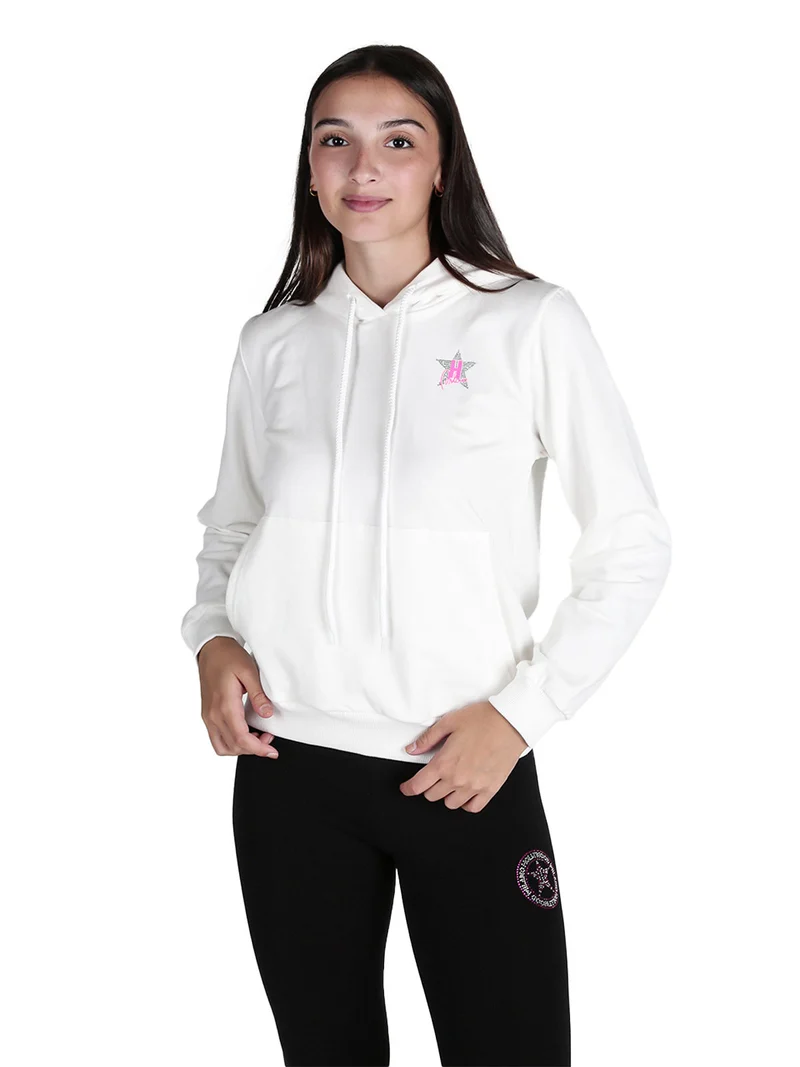 Felpa donna sportiva con cappuccio - bianco