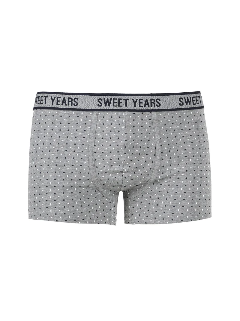 Boxer uomo a pois in cotone elasticizzato - grigio