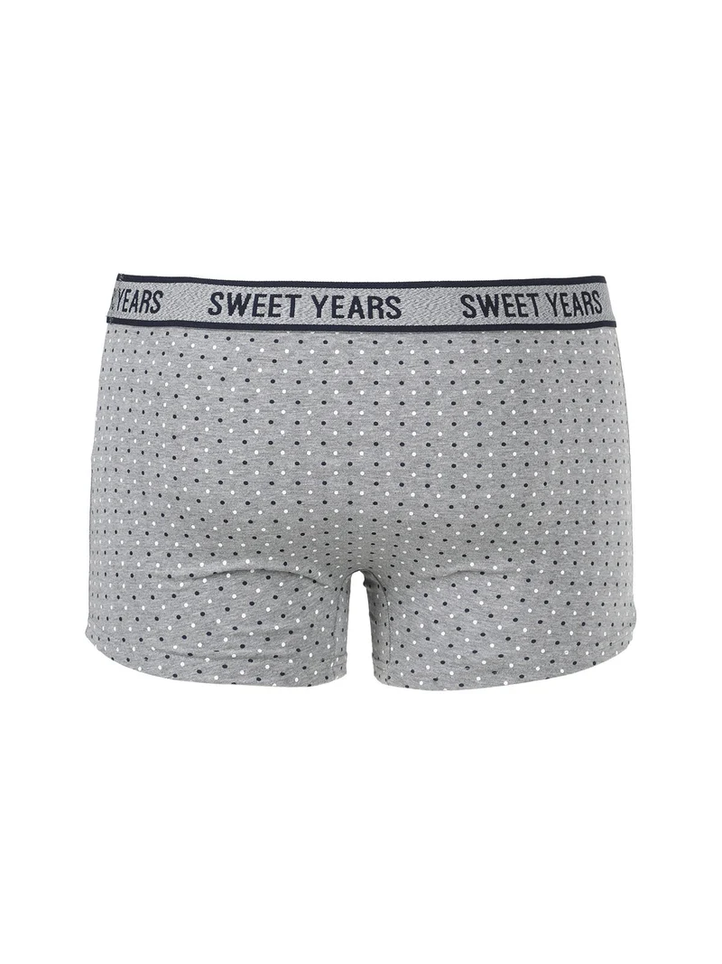 Boxer uomo a pois in cotone elasticizzato - grigio