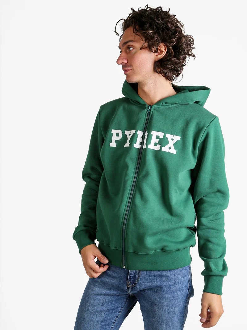 Felpa da uomo con cappuccio e zip - verde