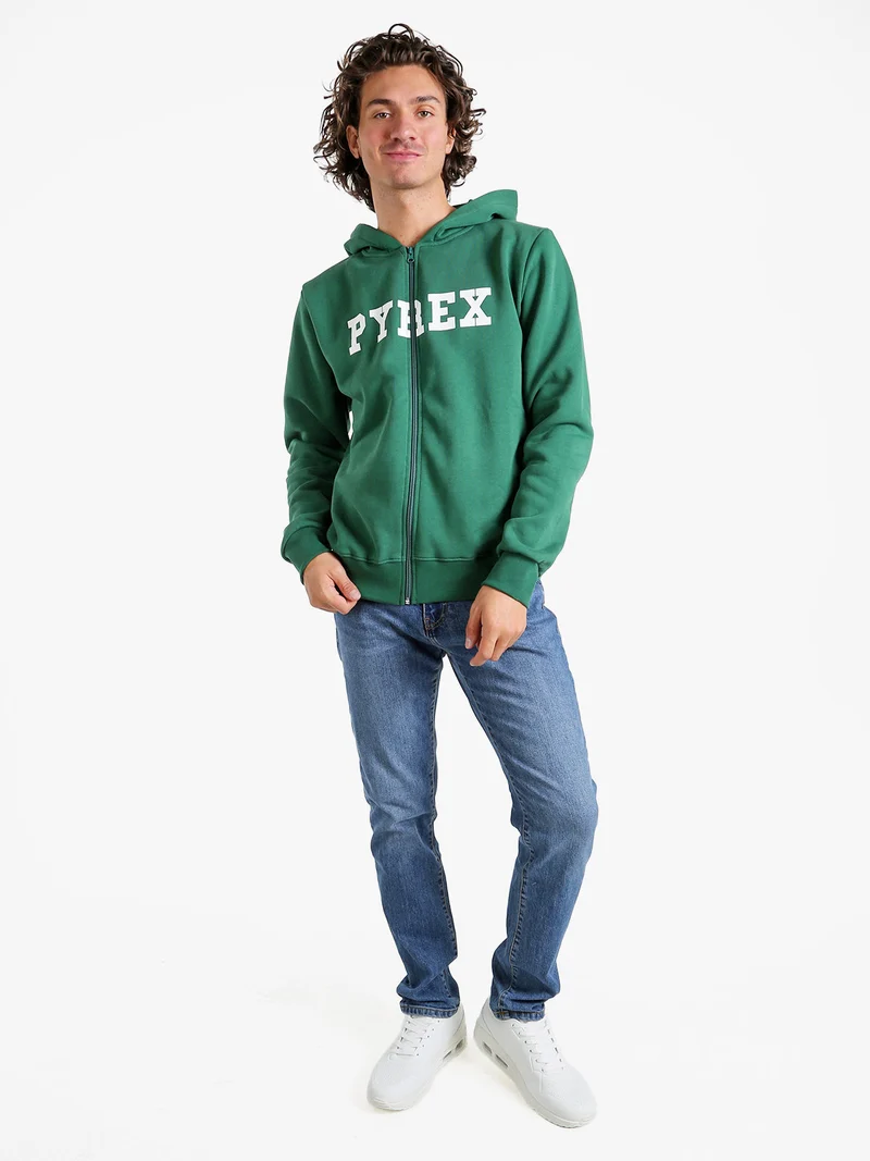 Felpa da uomo con cappuccio e zip - verde