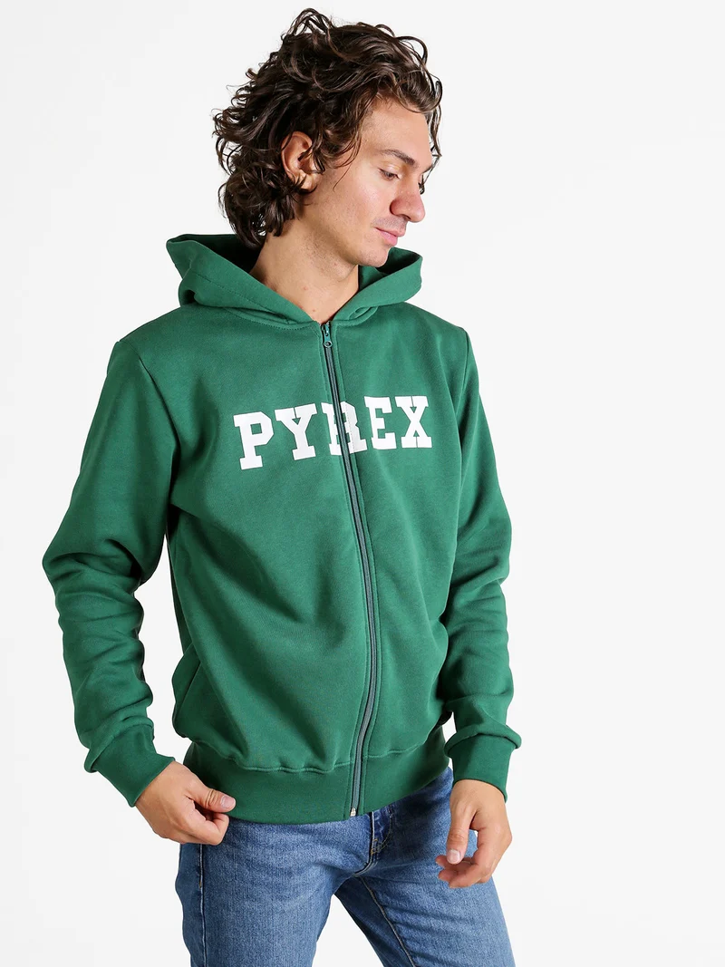 Felpa da uomo con cappuccio e zip - verde