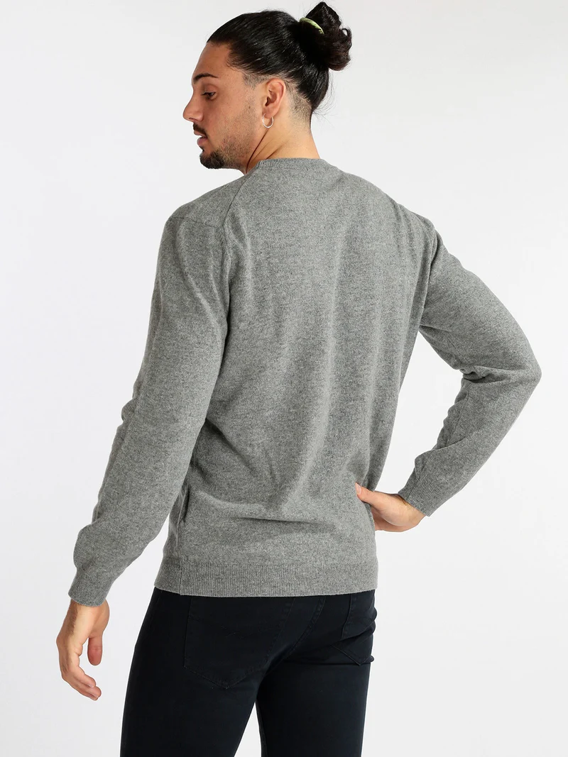 Maglione girocollo uomo in lana - grigio