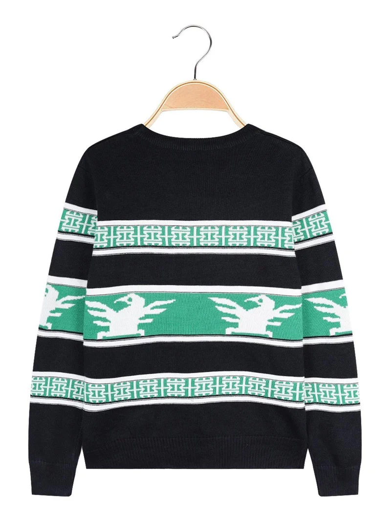 Pullover girocollo da bambino in maglia - blu scuro