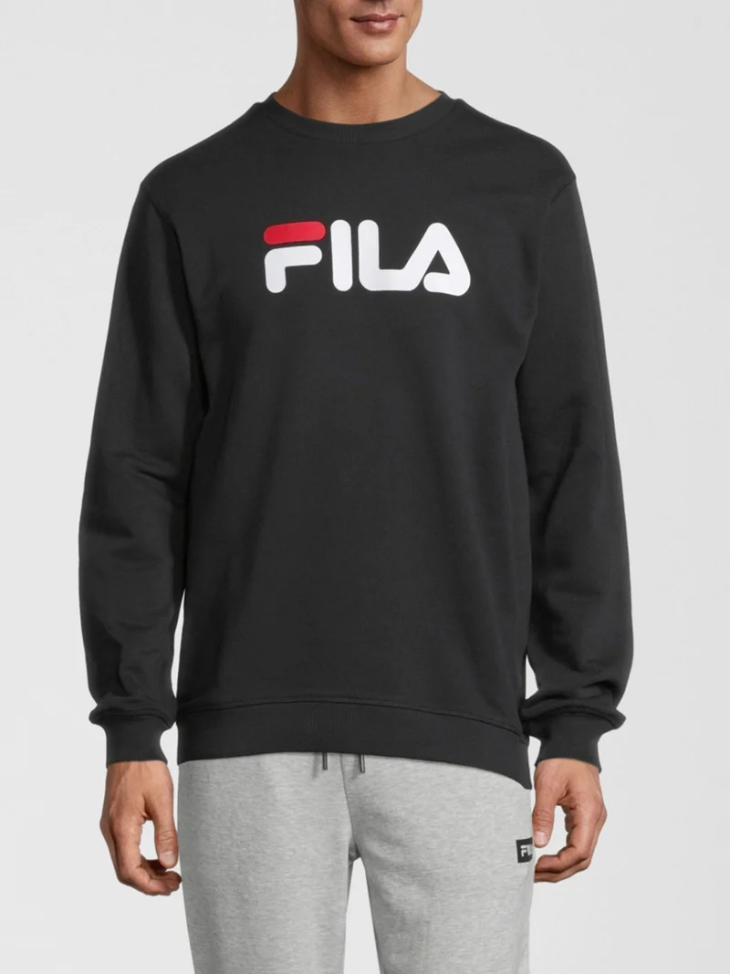 Felpa unisex girocollo in cotone garzato - nero