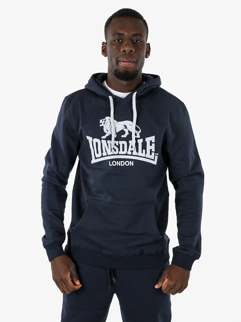 Felpa sportiva da uomo con cappuccio e logo - blu scuro