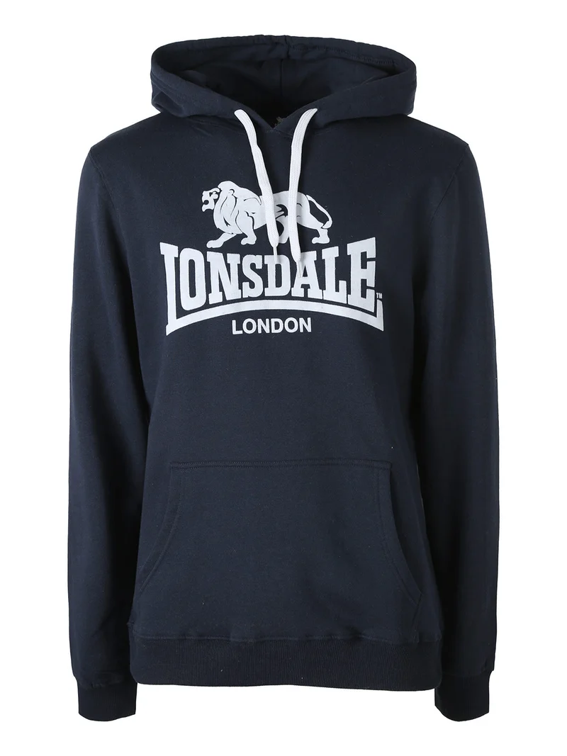 Felpa sportiva da uomo con cappuccio e logo - blu scuro