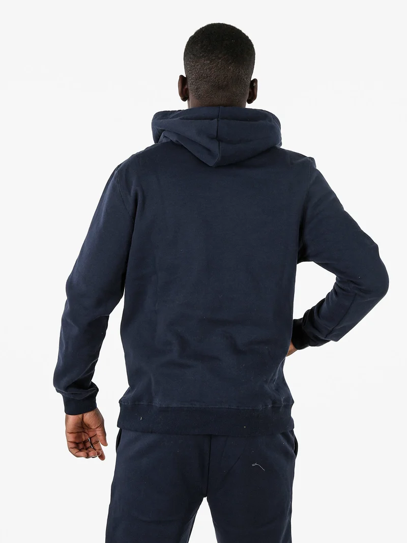 Felpa sportiva da uomo con cappuccio e logo - blu scuro