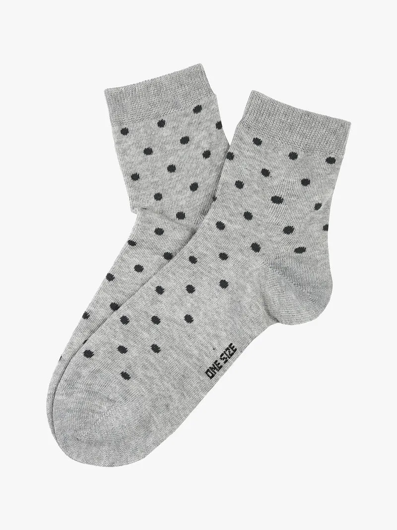 Calze corte da donna in caldo cotone a pois - grigio