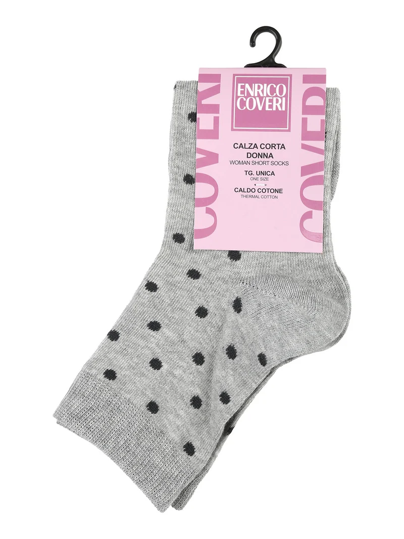 Calze corte da donna in caldo cotone a pois - grigio