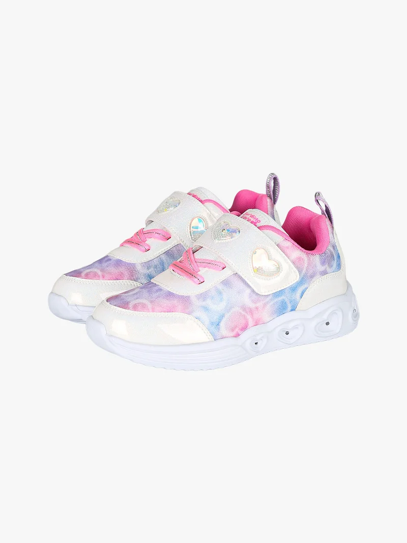 Sneakers da ragazza con strappo e luci - bianco