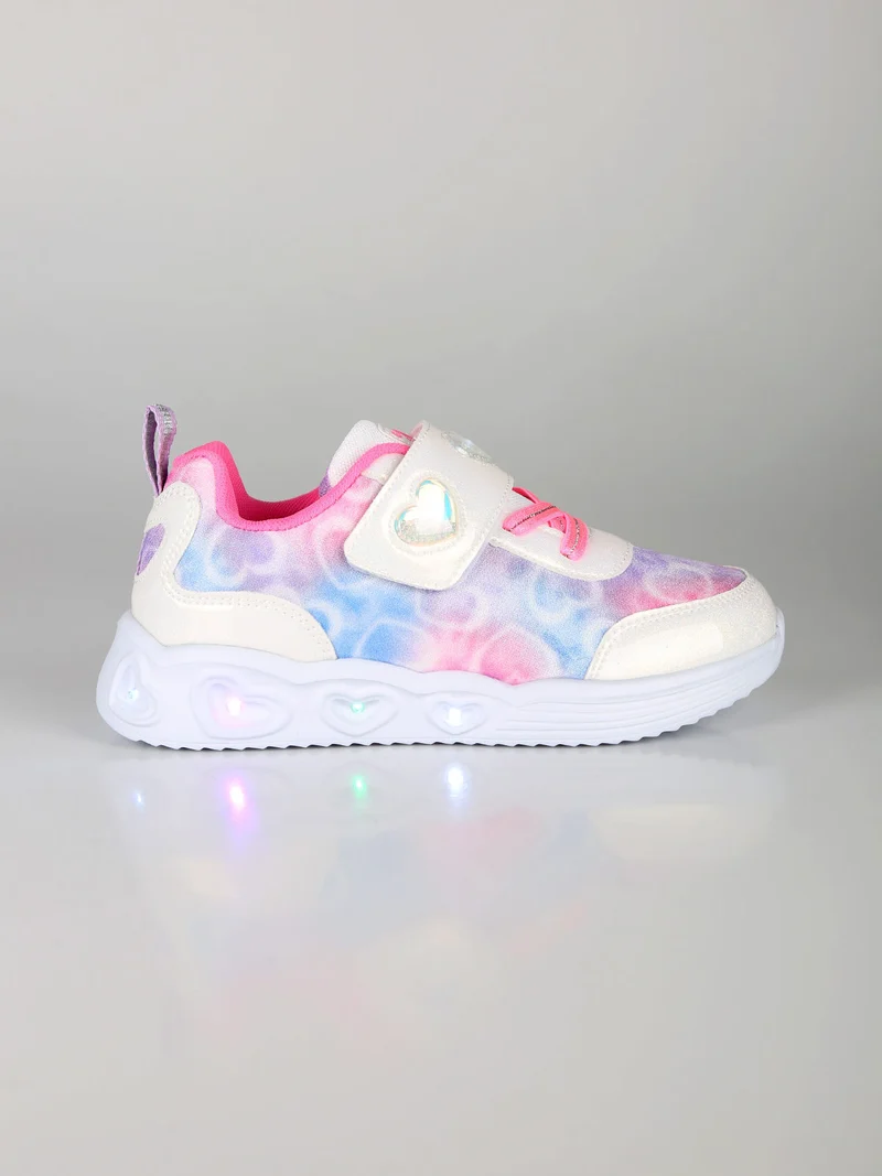 Sneakers da ragazza con strappo e luci - bianco