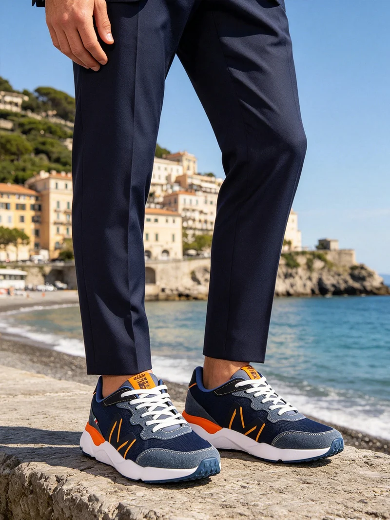 Sneakers da uomo stringate - blu scuro