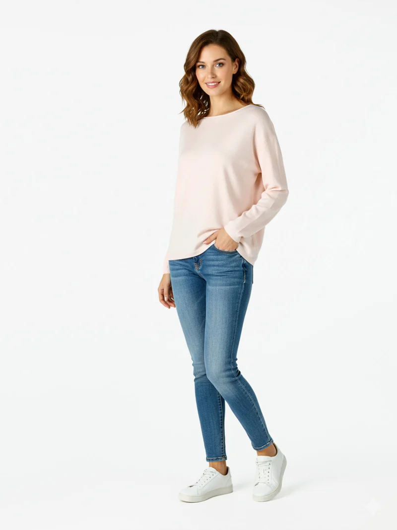 Pullover donna oversize in maglia - cipria