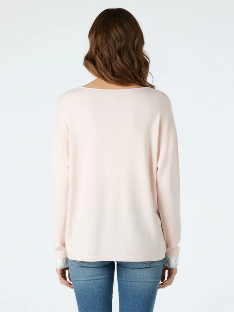 Pullover donna oversize in maglia - cipria