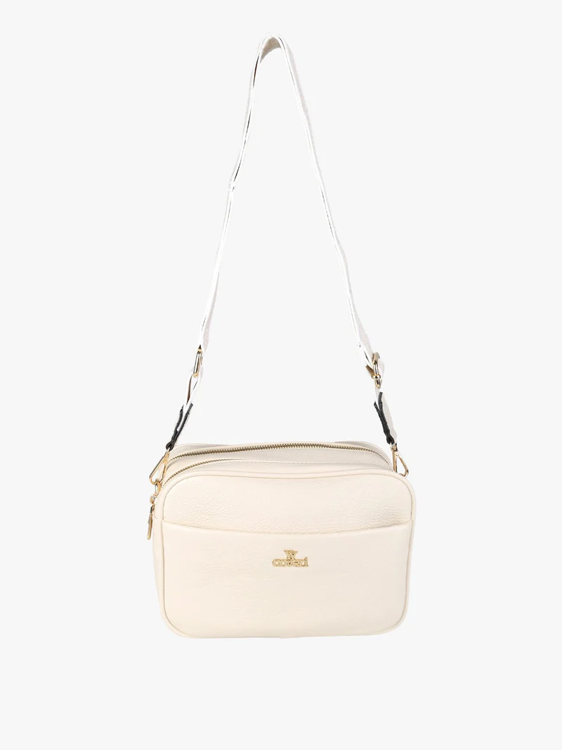 Borsa a tracolla da donna in ecopelle con doppio scomparto - beige