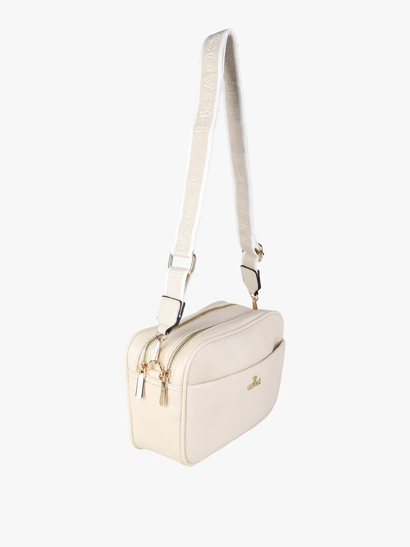 Borsa a tracolla da donna in ecopelle con doppio scomparto - beige