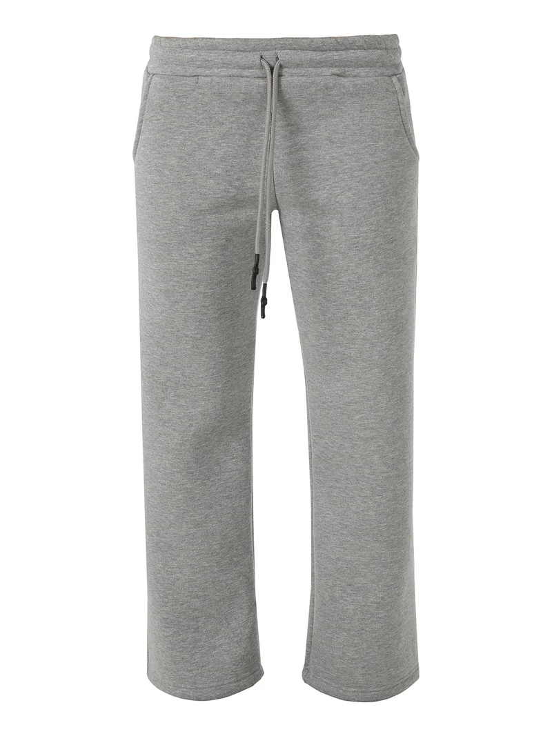 Pantaloni da donna in felpa a gamba larga con coulisse - grigio