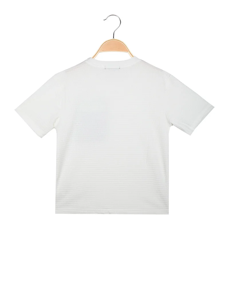 T-shirt da bambino con taschino a rete - bianco