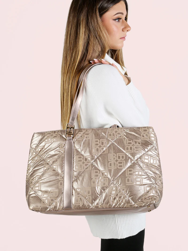 Borsa donna shopping in tessuto impermeabile - champagne