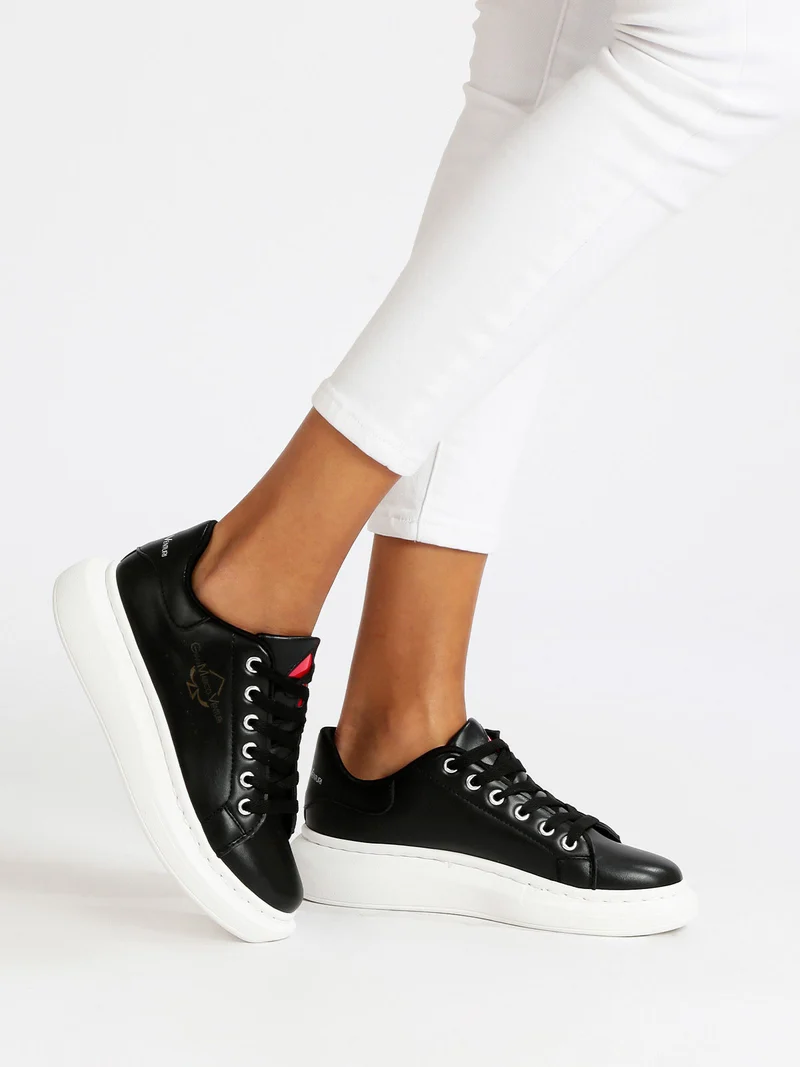 Sneakers donna con platform - nero