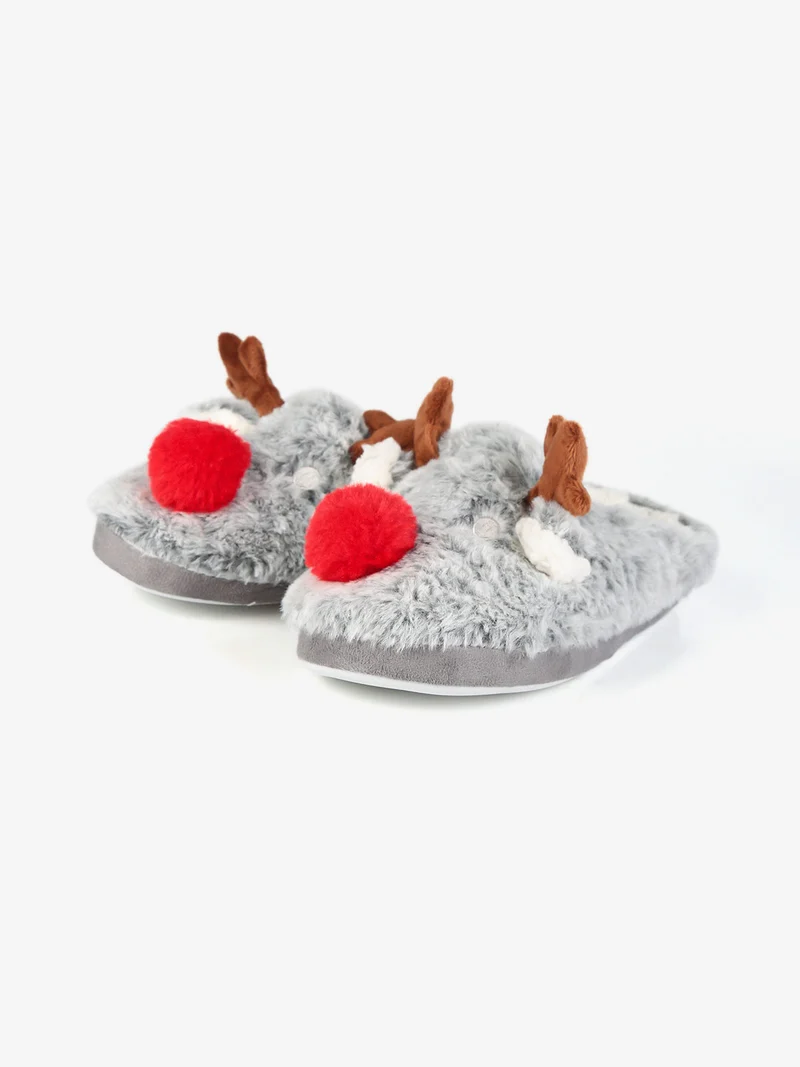 Pantofole natalizie antiscivolo - grigio