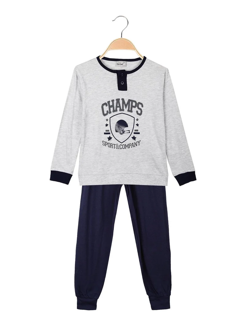 Pigiama lungo da bambino in cotone - grigio