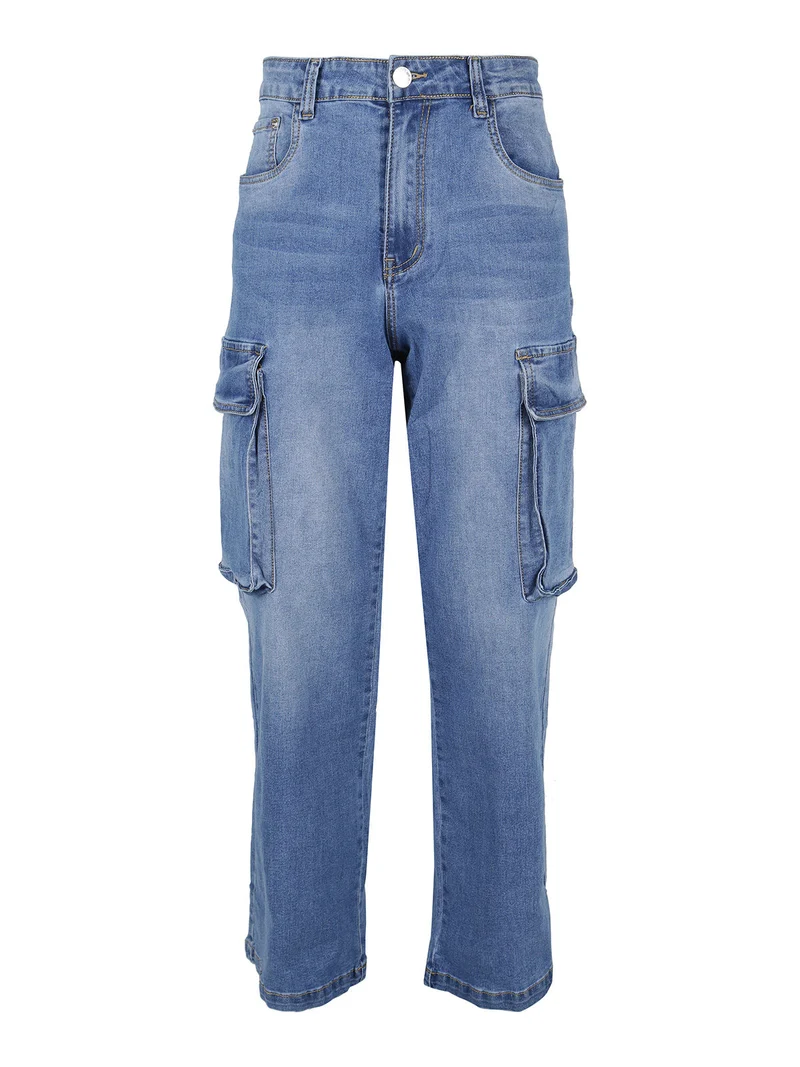 Jeans da uomo a gamba larga con tasconi laterali - jeans