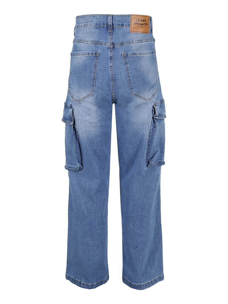 Jeans da uomo a gamba larga con tasconi laterali - jeans