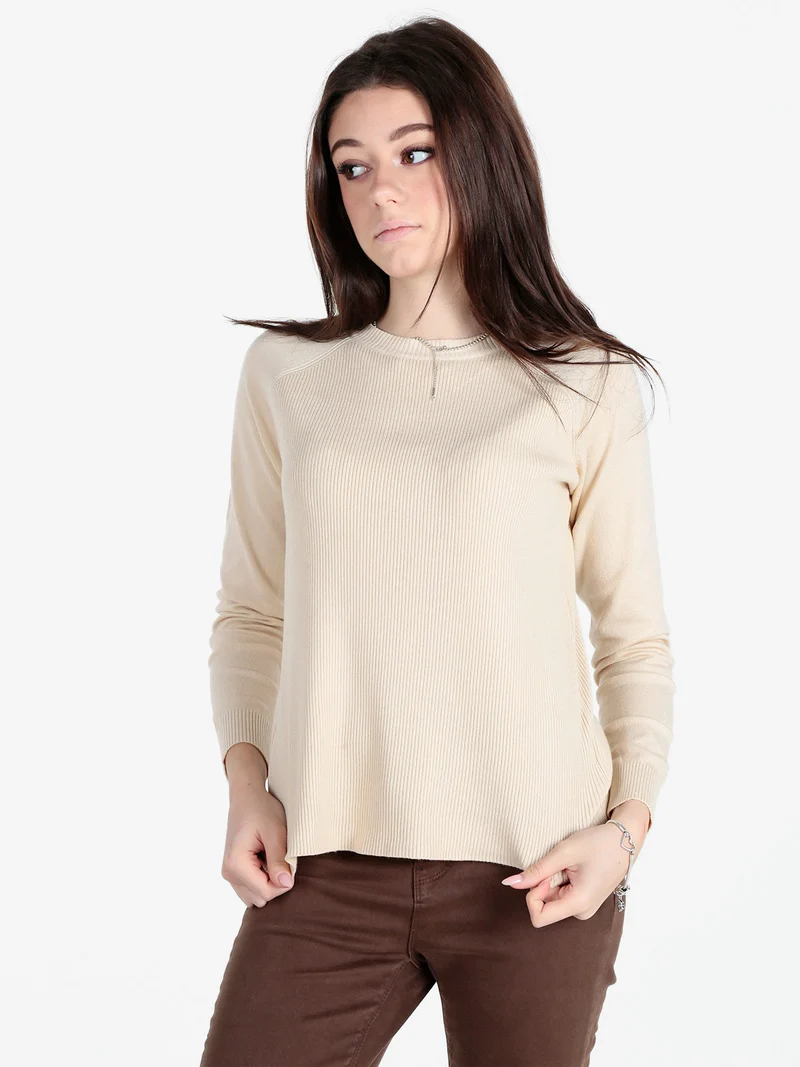 Pullover donna in maglia a costine - beige