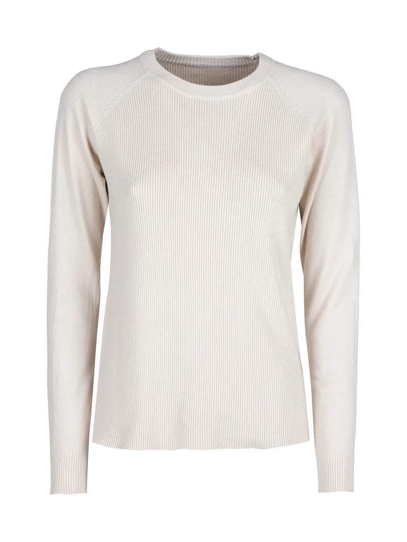 Pullover donna in maglia a costine - beige