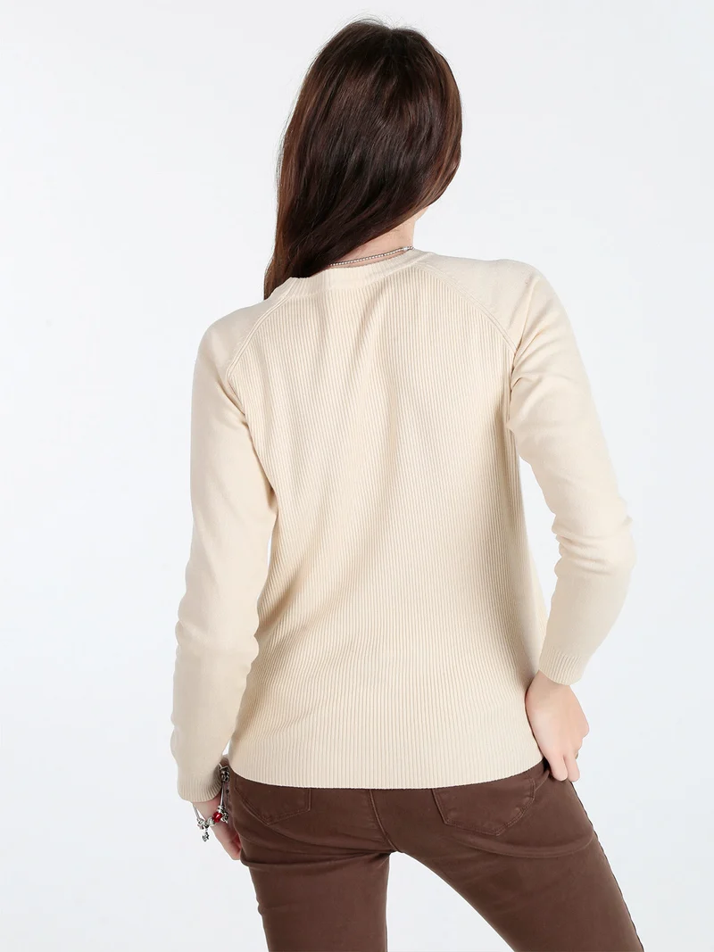 Pullover donna in maglia a costine - beige