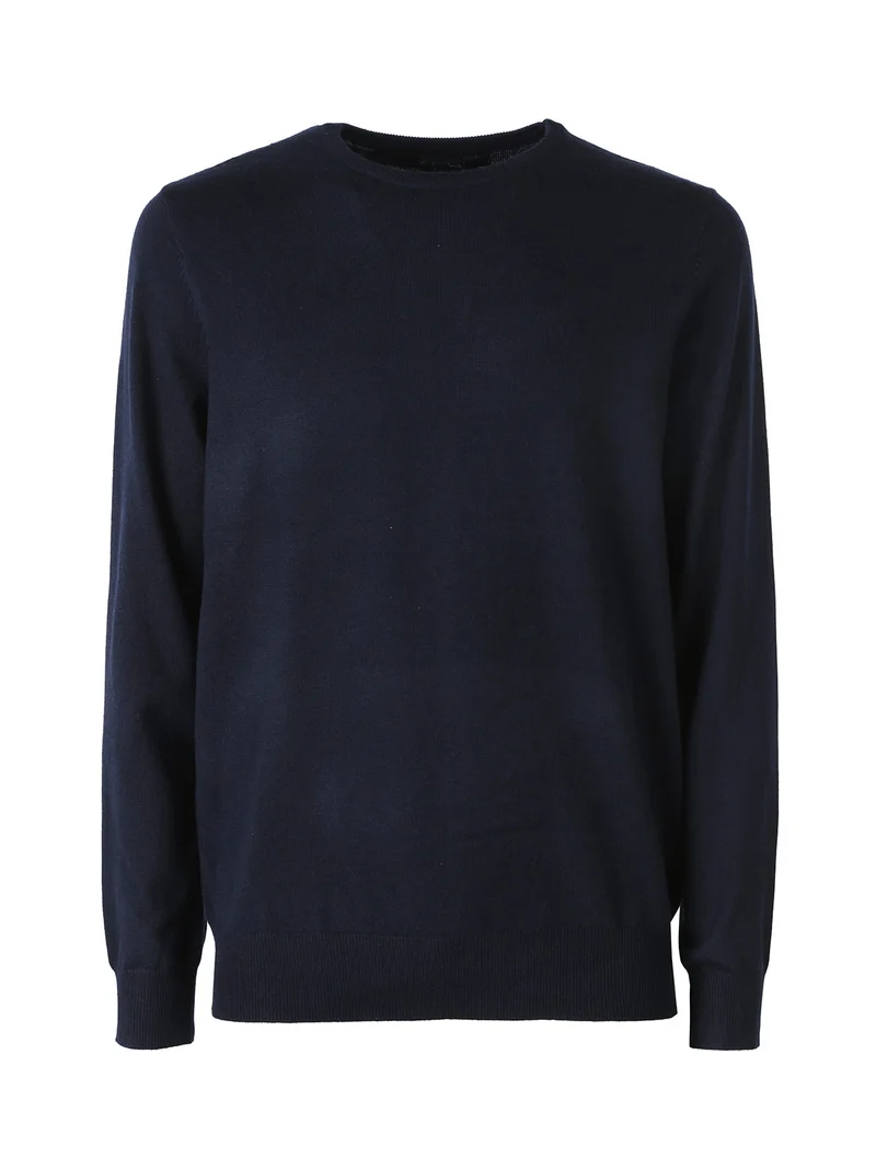 Maglione girocollo da uomo in misto lana - blu scuro