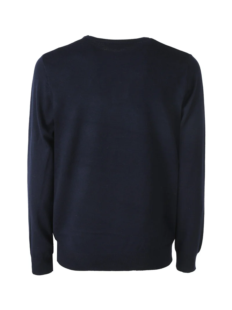 Maglione girocollo da uomo in misto lana - blu scuro