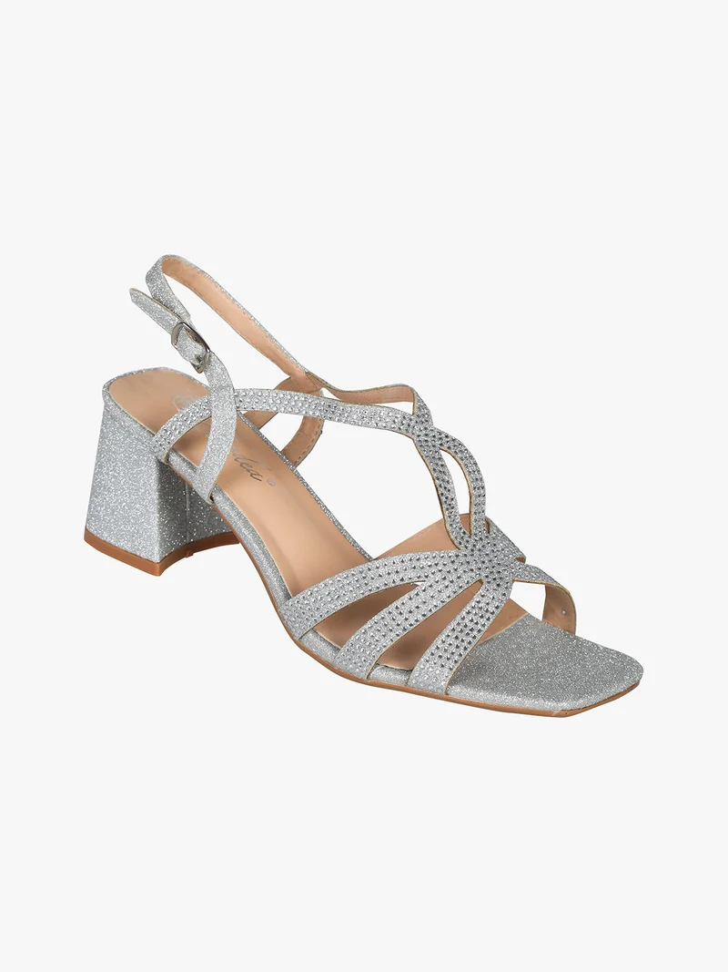 Sandali da donna con glitter e strass - argento