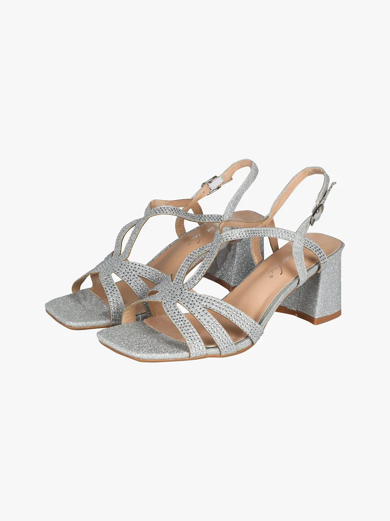 Sandali da donna con glitter e strass - argento